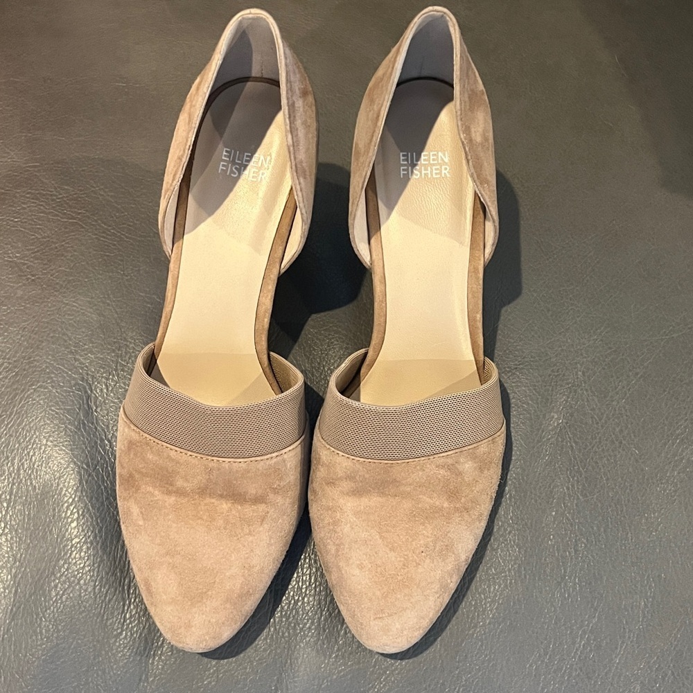 Eileen Fisher Women's d’Orsay Tan Suede wedge style heels size 9 1/2